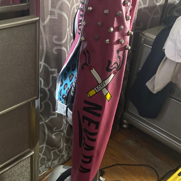 AKIRA Pink Studded Leather Jacket - Picture 4 of 4